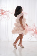 Pink Sequin Ruffle Pleat Dress
