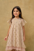 Gold Sequin Lace Mesh Volume Dress