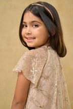 Gold Sequin Lace Mesh Volume Dress