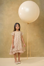 Gold Sequin Lace Mesh Volume Dress