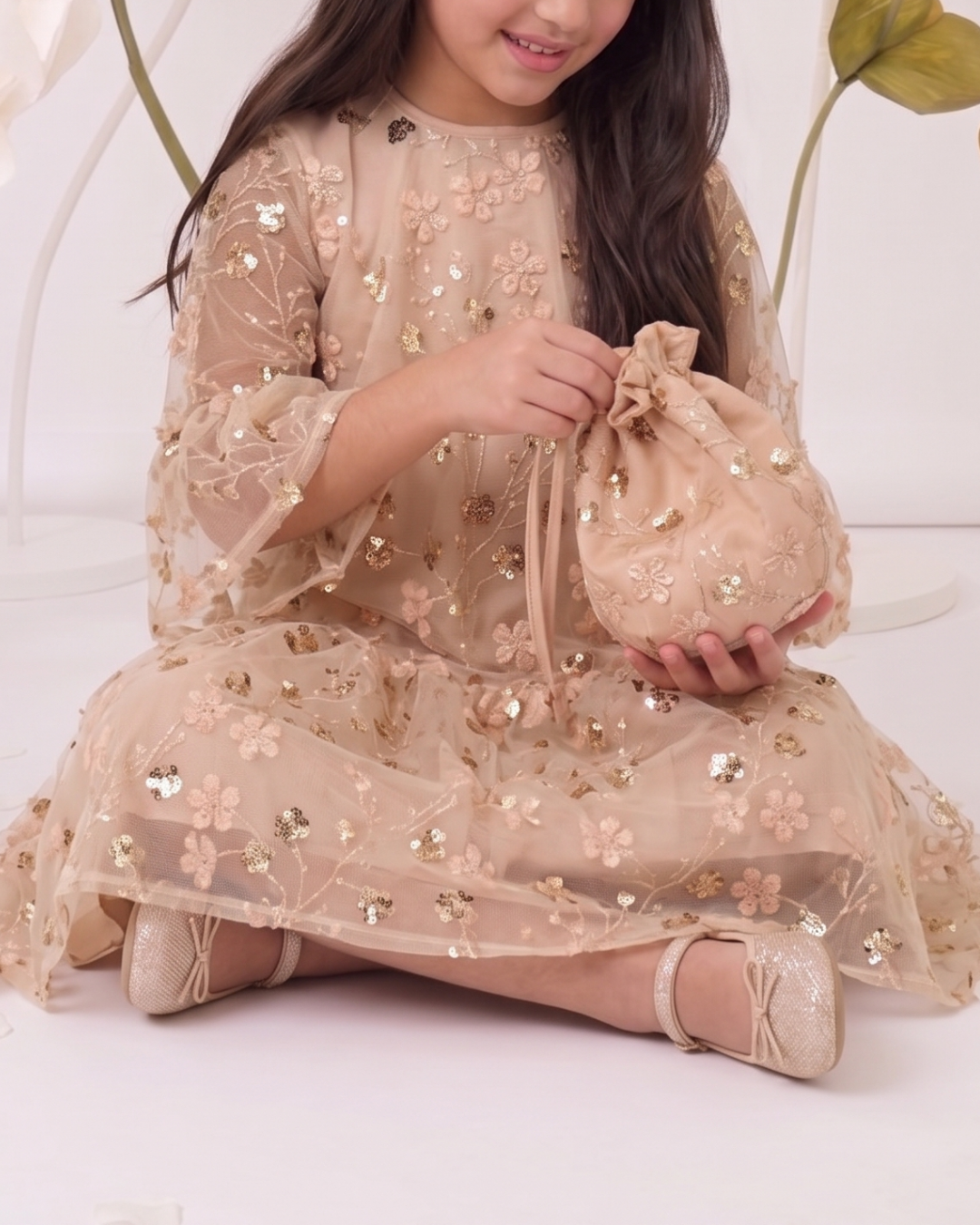 Gold Embroidered Sequin Bag