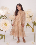 Gold Embroidered Sequin Mesh Maxi Co ord